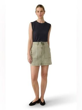 Faherty Cotton Utility Mini Skirt Green S